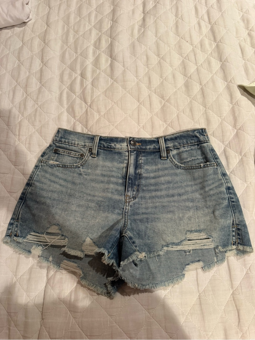 aerie Light Blue Distressed Denim Cutoff Shorts
